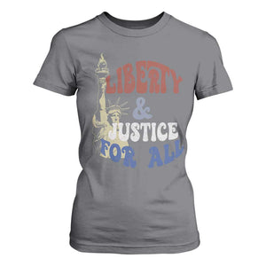 Funny 4th of July Liberty And Justice For All T Shirt For Women Statue Of Liberty TS11 Charcoal Print Your Wear