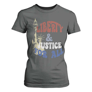 Funny 4th of July Liberty And Justice For All T Shirt For Women Statue Of Liberty TS11 Dark Heather Print Your Wear