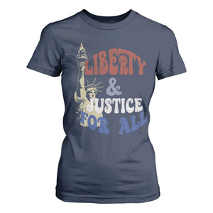 Funny 4th of July Liberty And Justice For All T Shirt For Women Statue Of Liberty TS11 Navy Print Your Wear