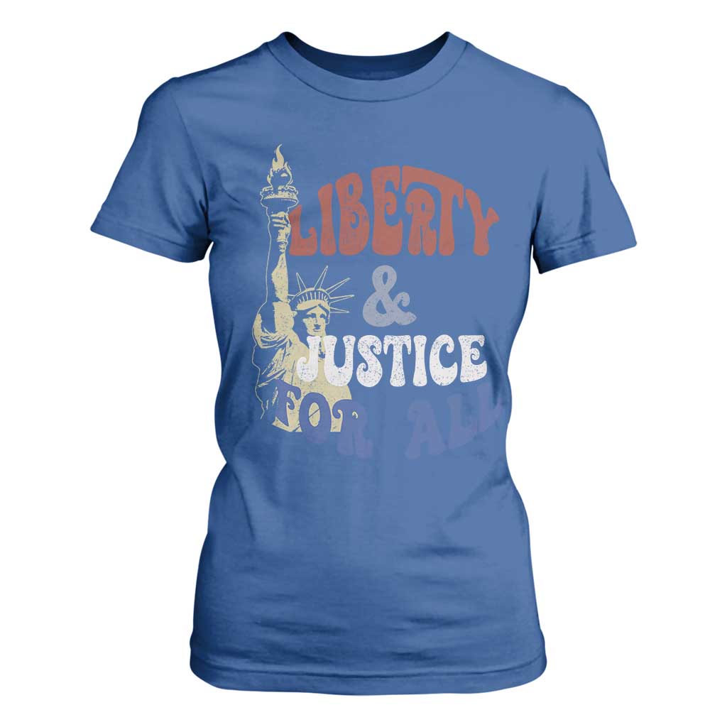Funny 4th of July Liberty And Justice For All T Shirt For Women Statue Of Liberty TS11 Royal Blue Print Your Wear