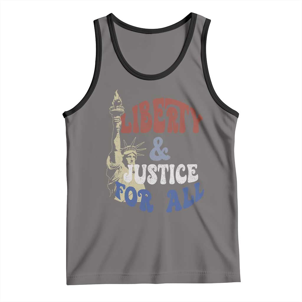 Funny 4th of July Liberty And Justice For All Tank Top Statue Of Liberty TS11 Deep Heather Black Print Your Wear