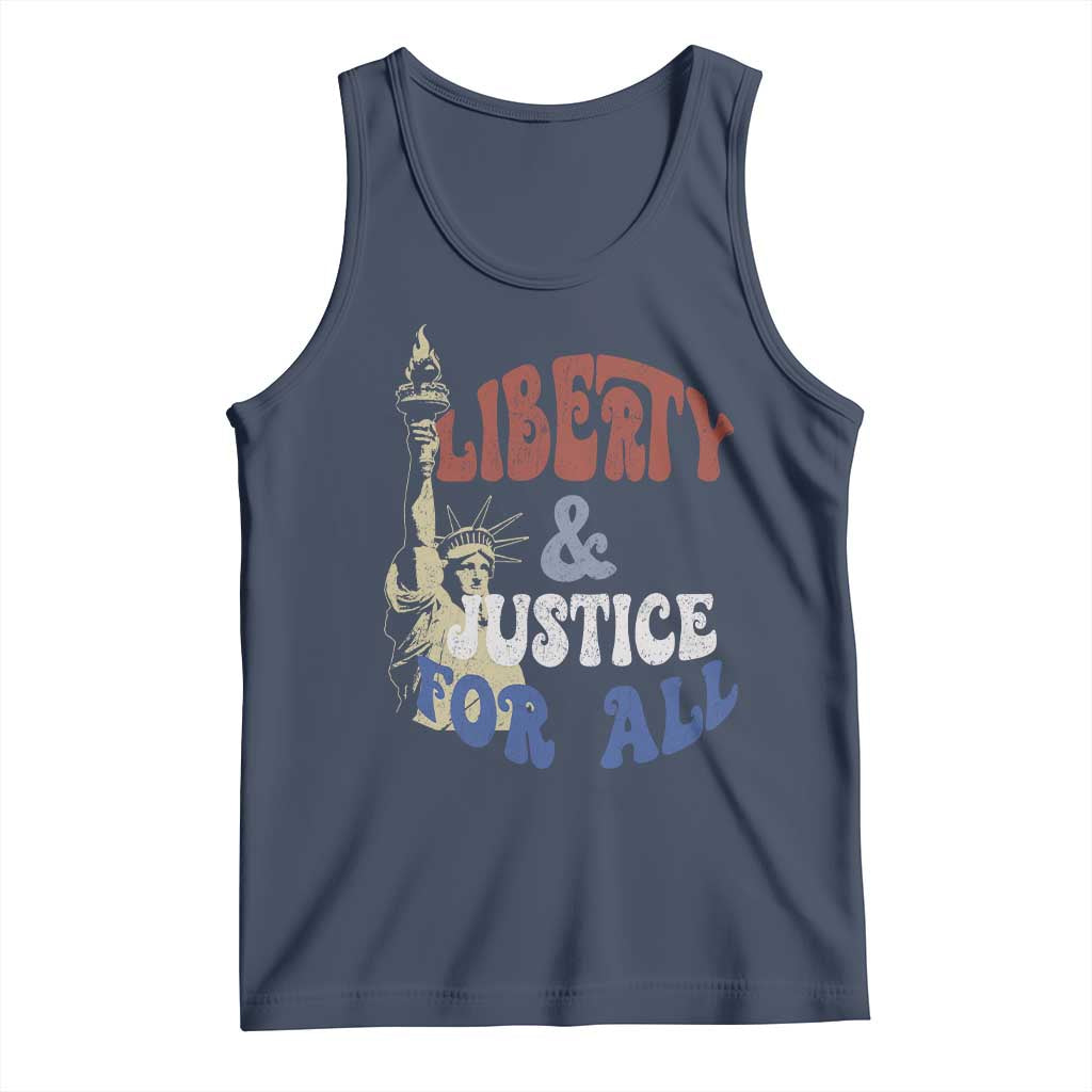 Funny 4th of July Liberty And Justice For All Tank Top Statue Of Liberty TS11 Navy Print Your Wear