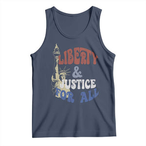 Funny 4th of July Liberty And Justice For All Tank Top Statue Of Liberty TS11 Navy Print Your Wear