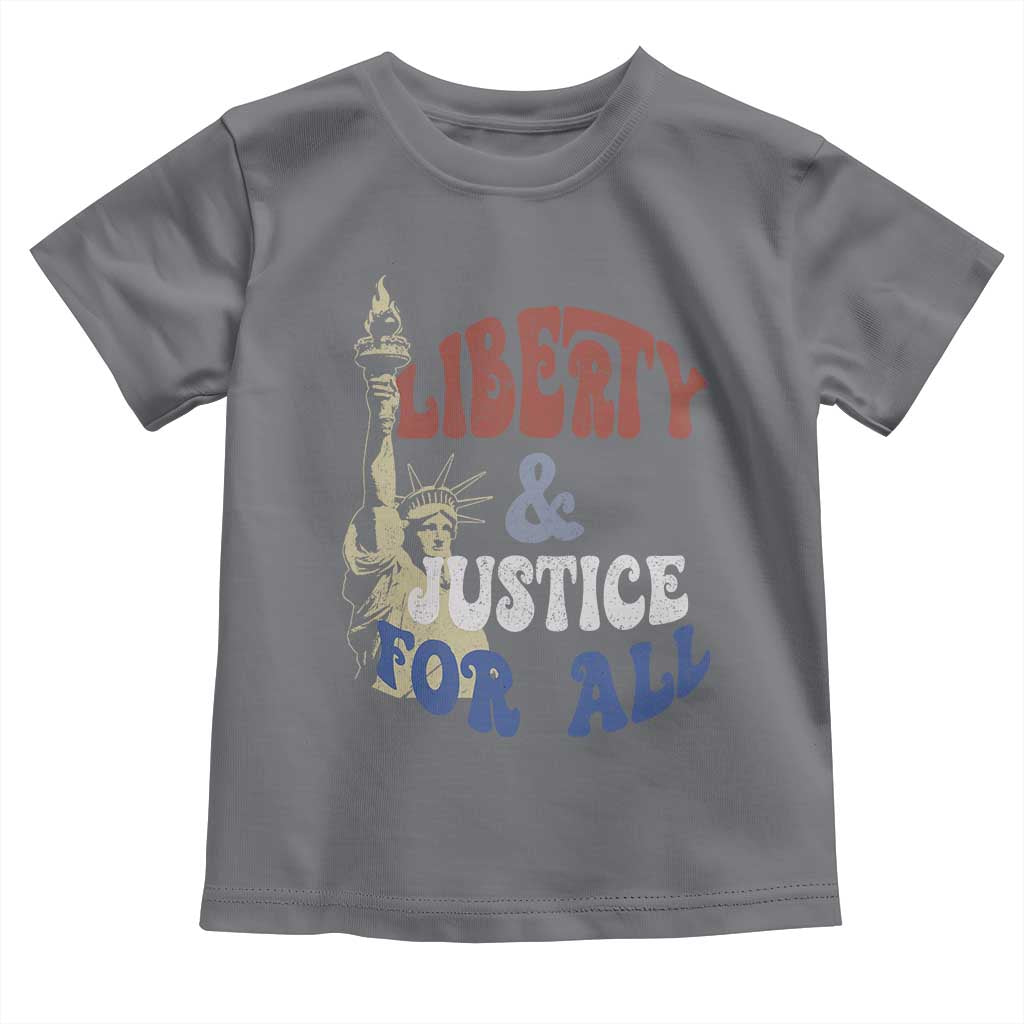 Funny 4th of July Liberty And Justice For All Toddler T Shirt Statue Of Liberty TS11 Charcoal Print Your Wear