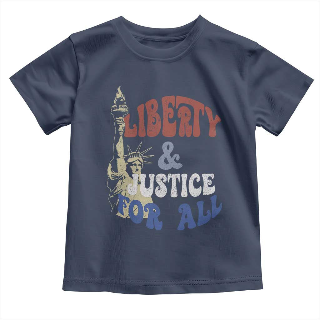 Funny 4th of July Liberty And Justice For All Toddler T Shirt Statue Of Liberty TS11 Navy Print Your Wear