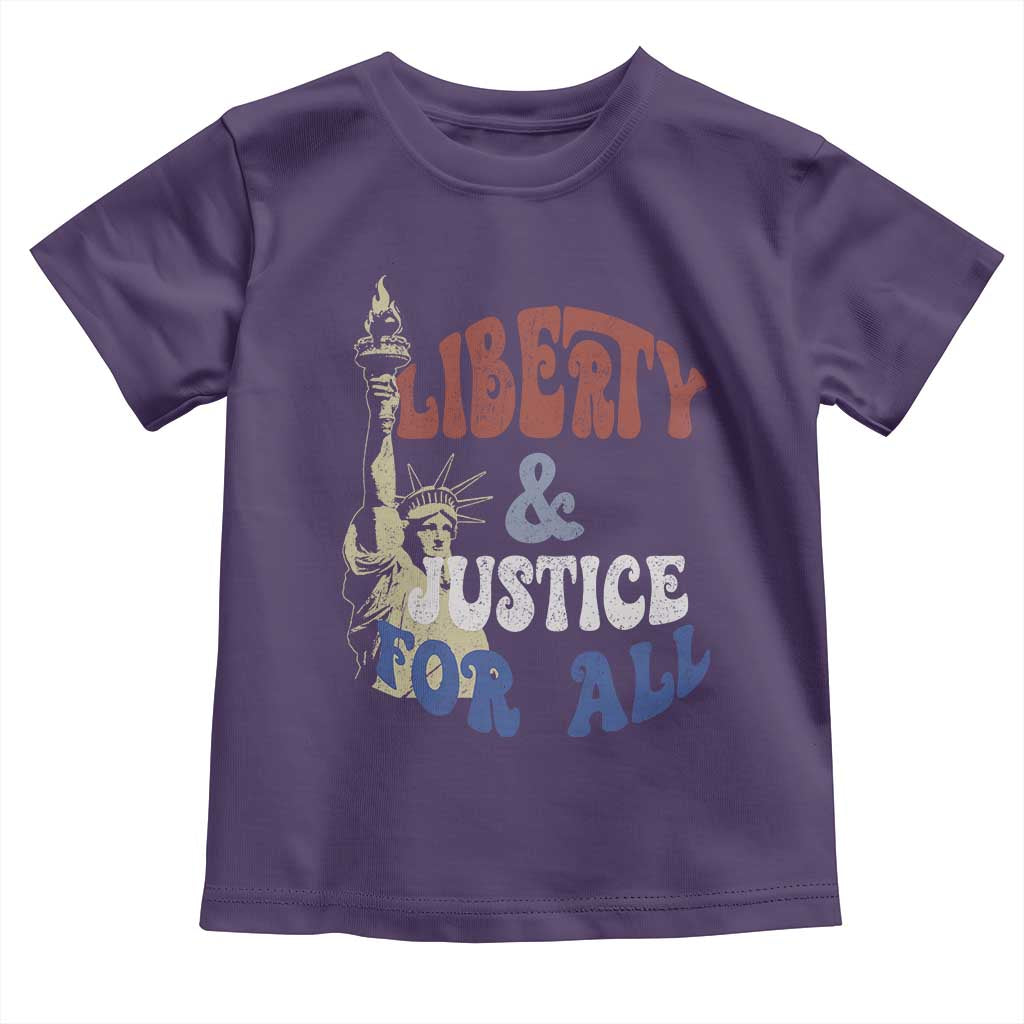 Funny 4th of July Liberty And Justice For All Toddler T Shirt Statue Of Liberty TS11 Purple Print Your Wear