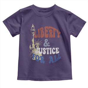 Funny 4th of July Liberty And Justice For All Toddler T Shirt Statue Of Liberty TS11 Purple Print Your Wear