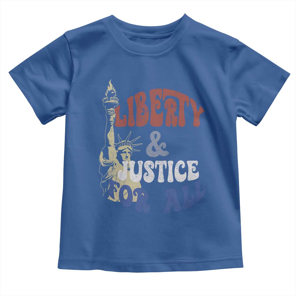 Funny 4th of July Liberty And Justice For All Toddler T Shirt Statue Of Liberty TS11 Royal Blue Print Your Wear