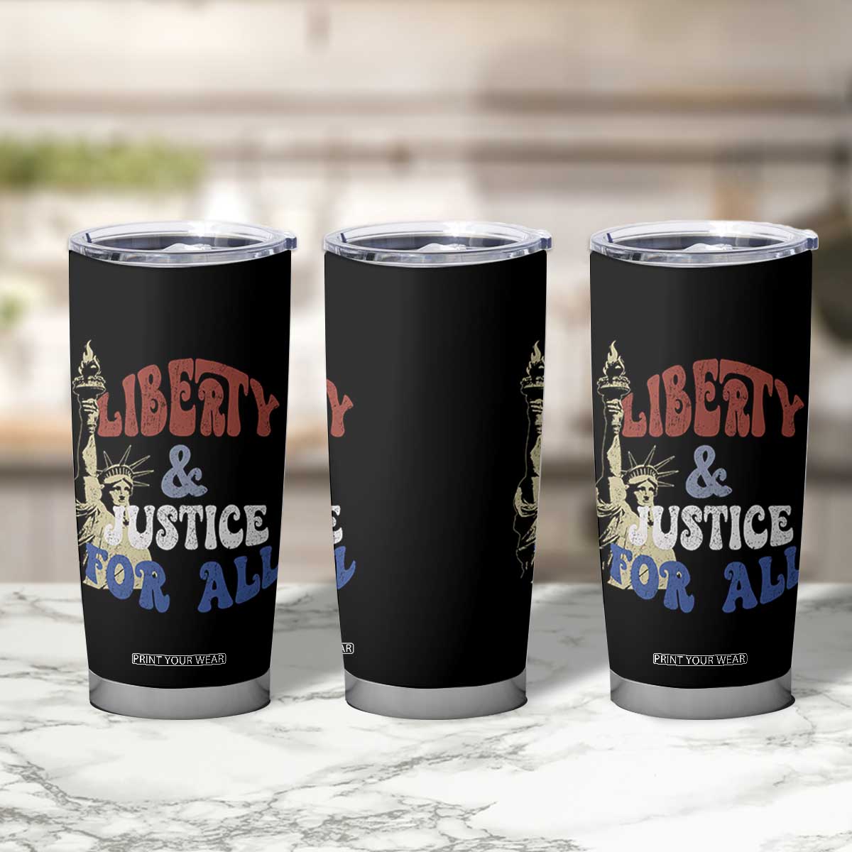 Funny 4th of July Liberty And Justice For All Tumbler Cup Statue Of Liberty TS11 Print Your Wear