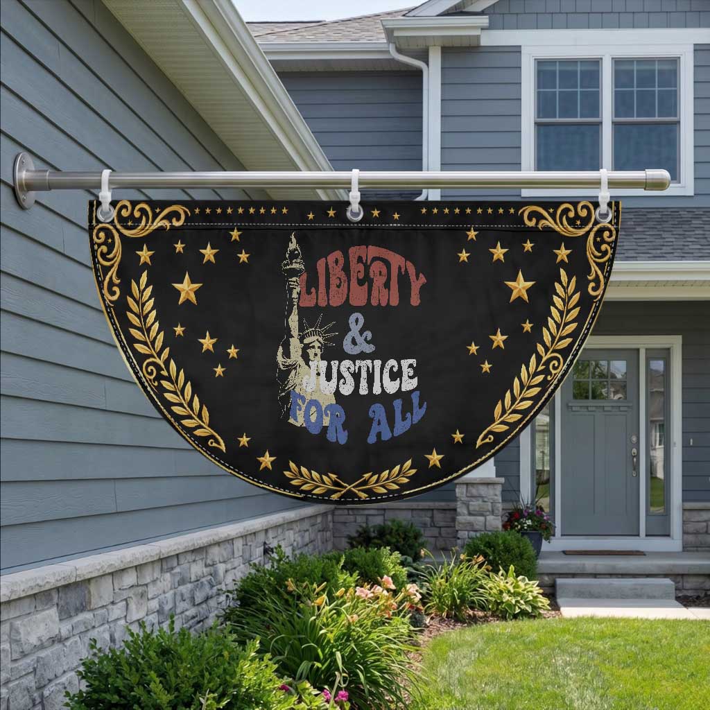 Funny 4th of July Liberty And Justice For All Patriotic Fan Flag Statue Of Liberty