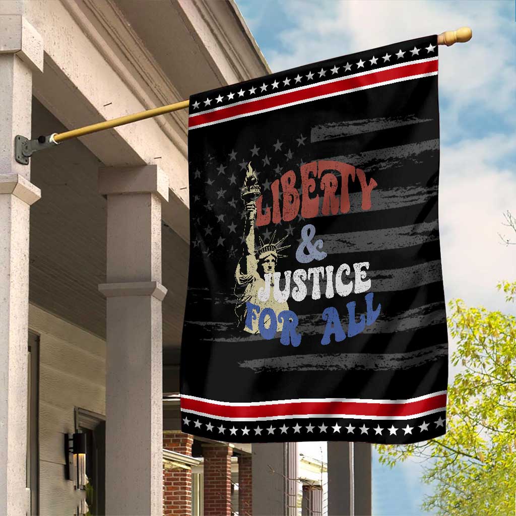 Funny 4th of July Liberty And Justice For All Garden Flag Statue Of Liberty TS11 Distressed Black Red Print Your Wear