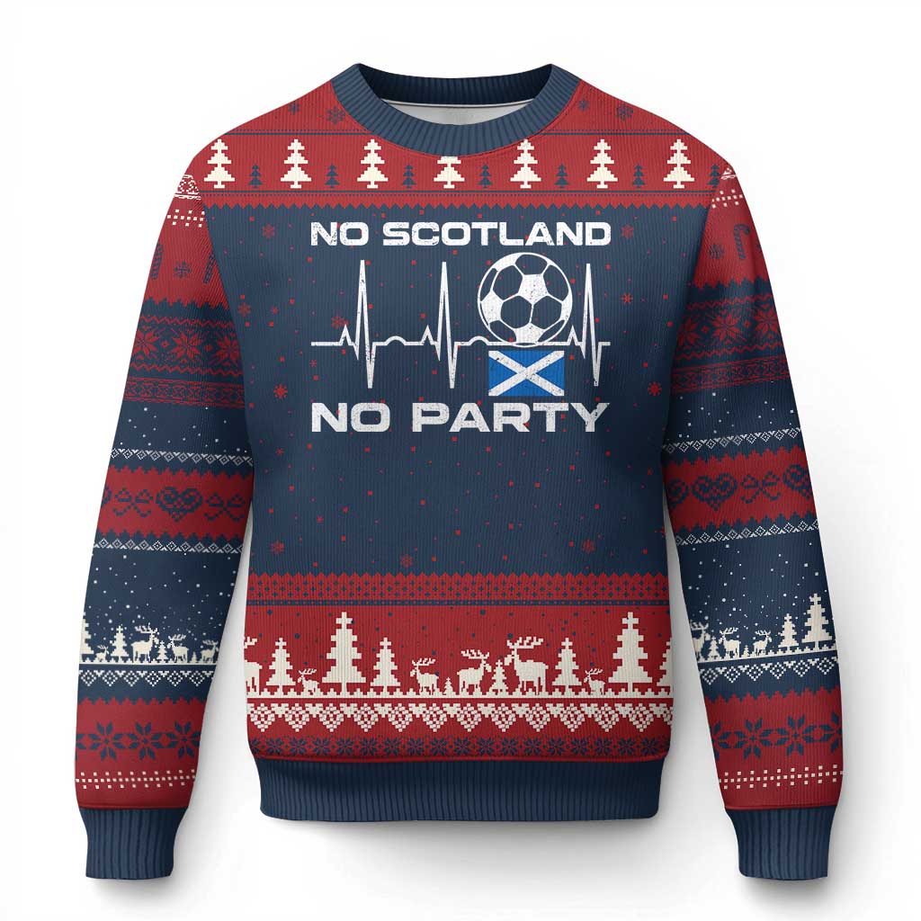 No Scotland No Party Ugly Christmas Sweater Scotland Football Proud Scottish Fan TS11 Navy Red Print Your Wear