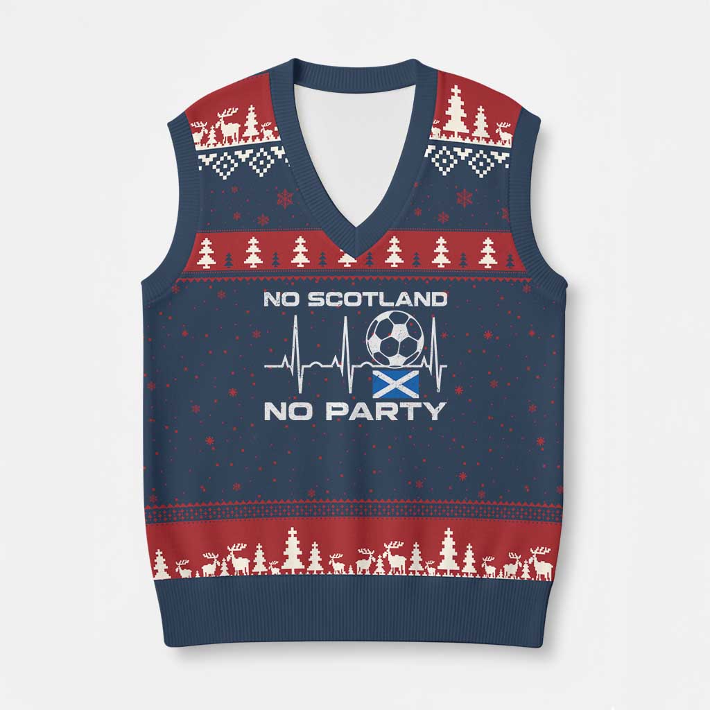 No Scotland No Party V-Neck Knit Sweater Vest Scotland Football Proud Scottish Fan TS11 Navy Red Print Your Wear