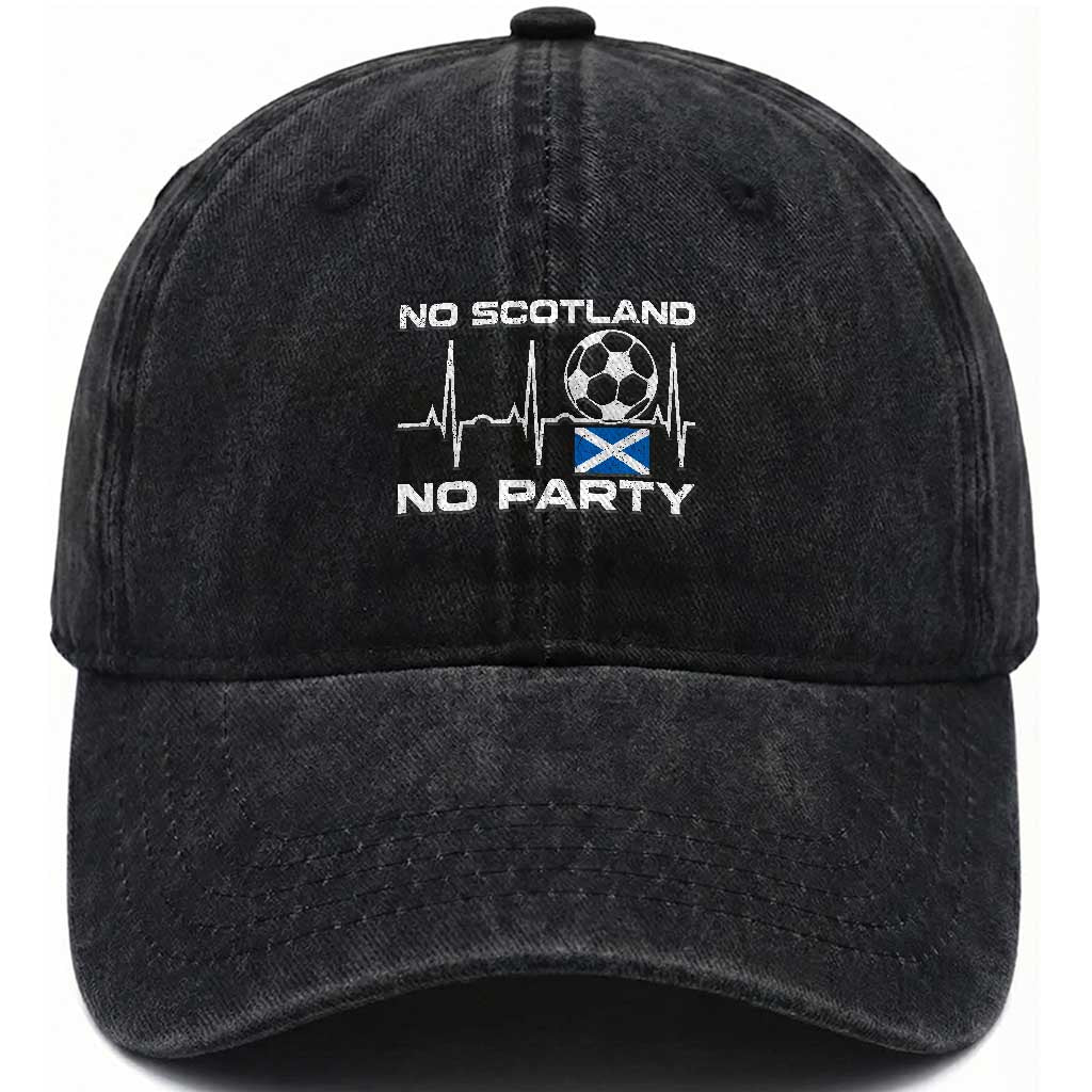 No Scotland No Party Washed Cotton Baseball Cap Scotland Football Proud Scottish Fan TS11 Print Your Wear
