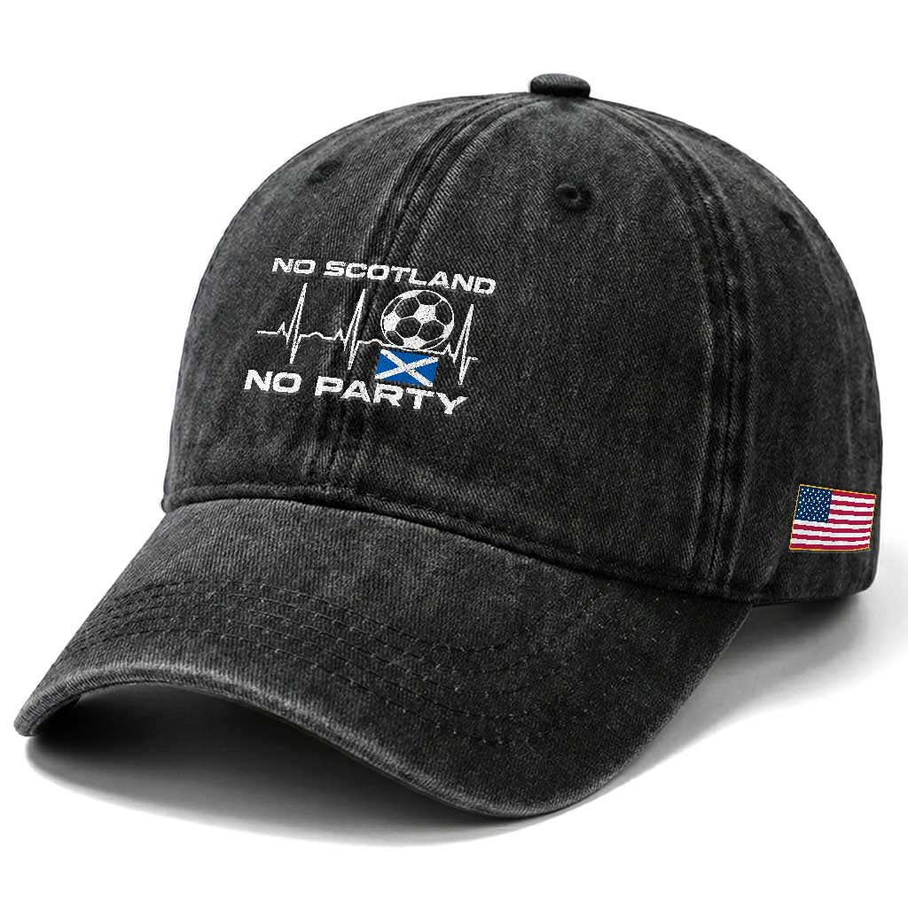 No Scotland No Party Washed Cotton Baseball Cap Scotland Football Proud Scottish Fan
