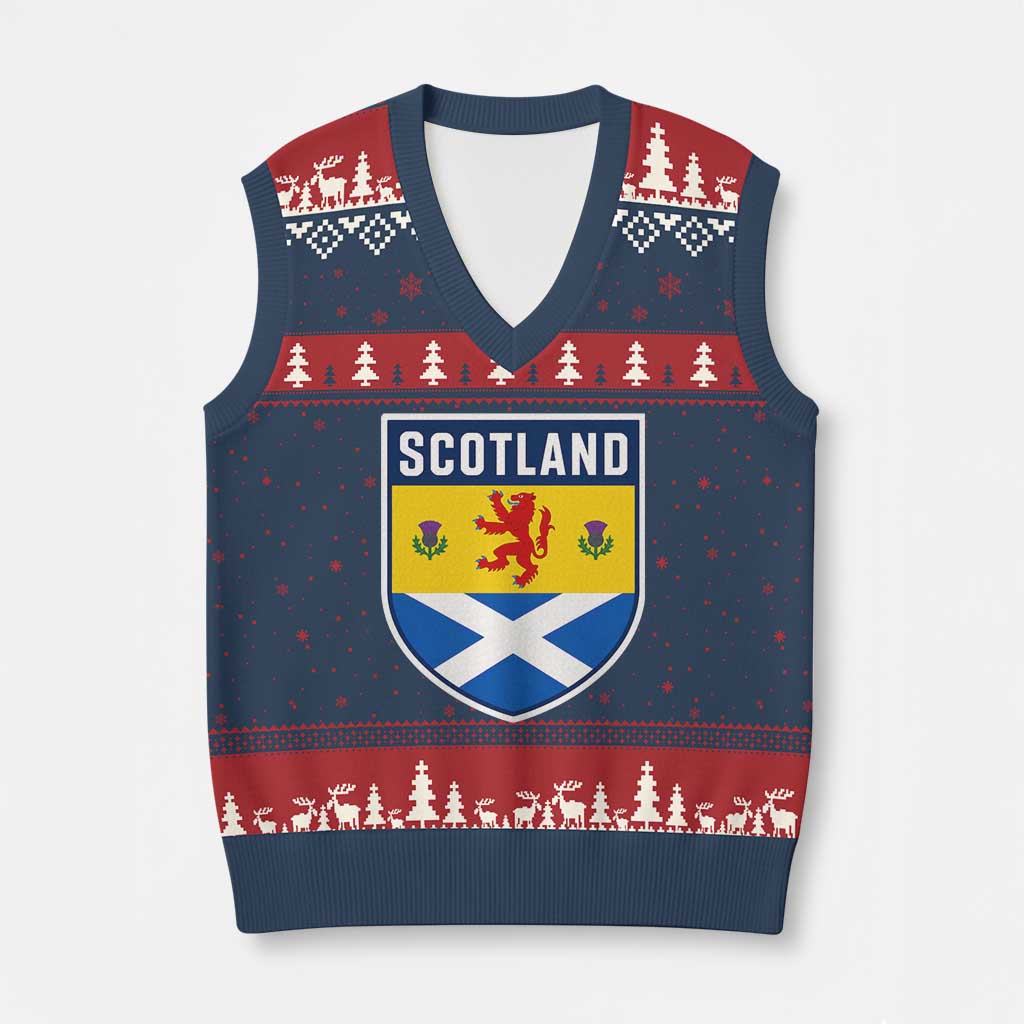 Scottish Rampant Lion Scotland Coat of Arms National Pride V-Neck Knit Sweater Vest TS11 Navy Red Print Your Wear