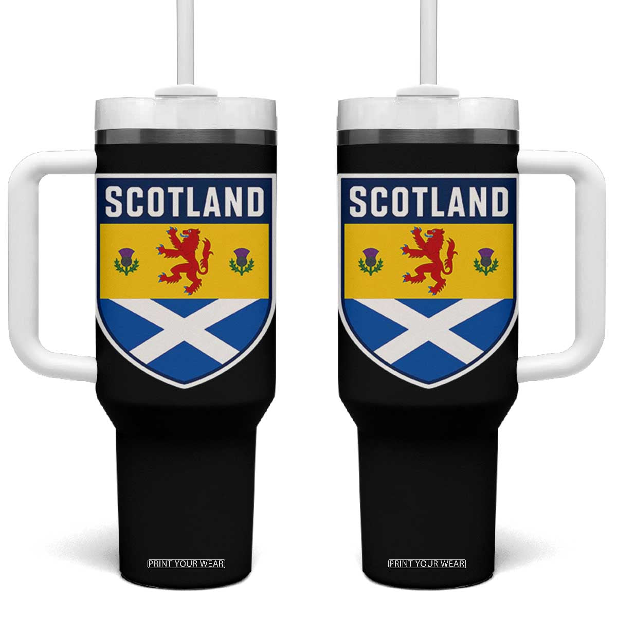 Scottish Rampant Lion Scotland Coat of Arms National Pride Tumbler With Handle TS11 One Size: 40 oz Black Print Your Wear