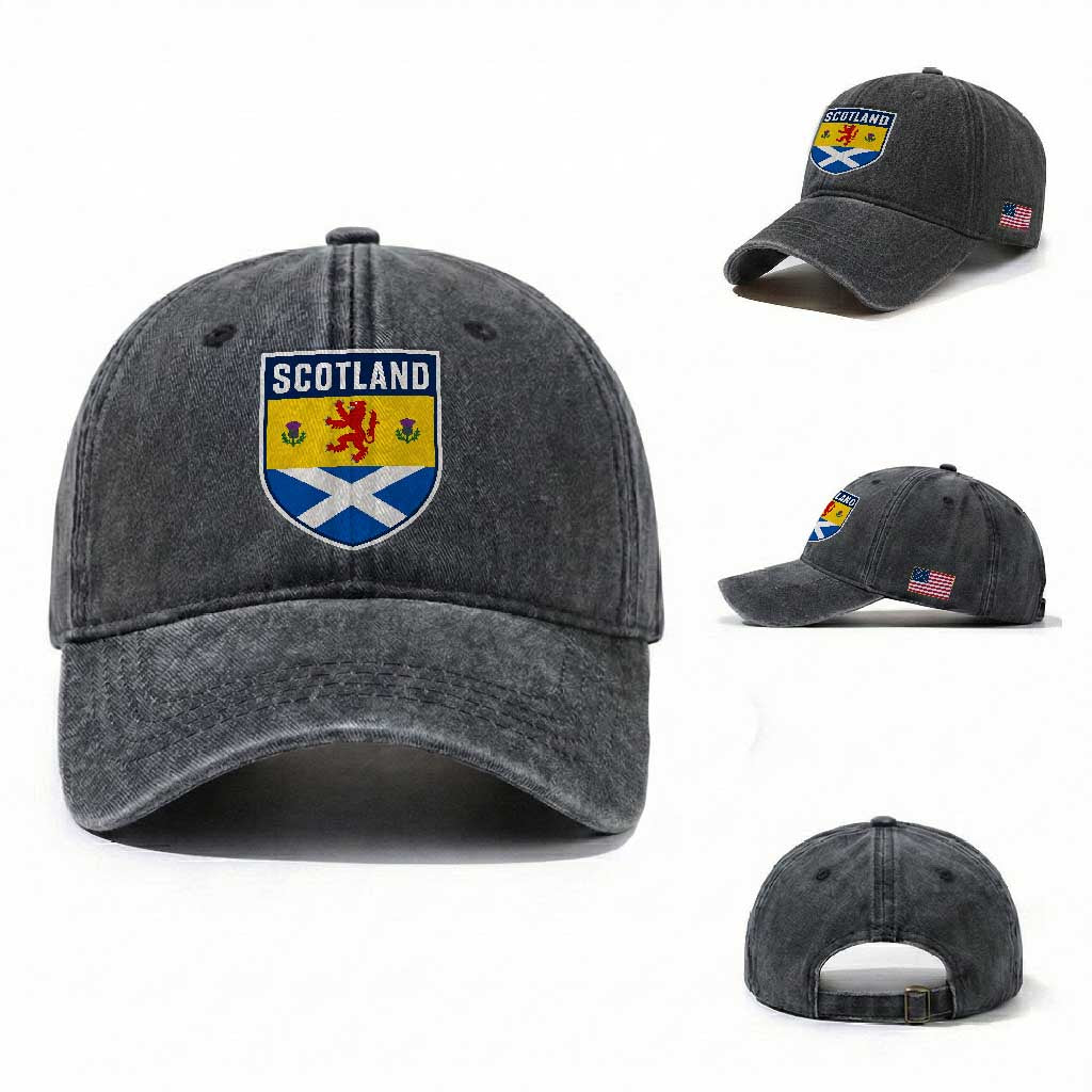 Scottish Rampant Lion Scotland Coat of Arms National Pride Washed Cotton Baseball Cap