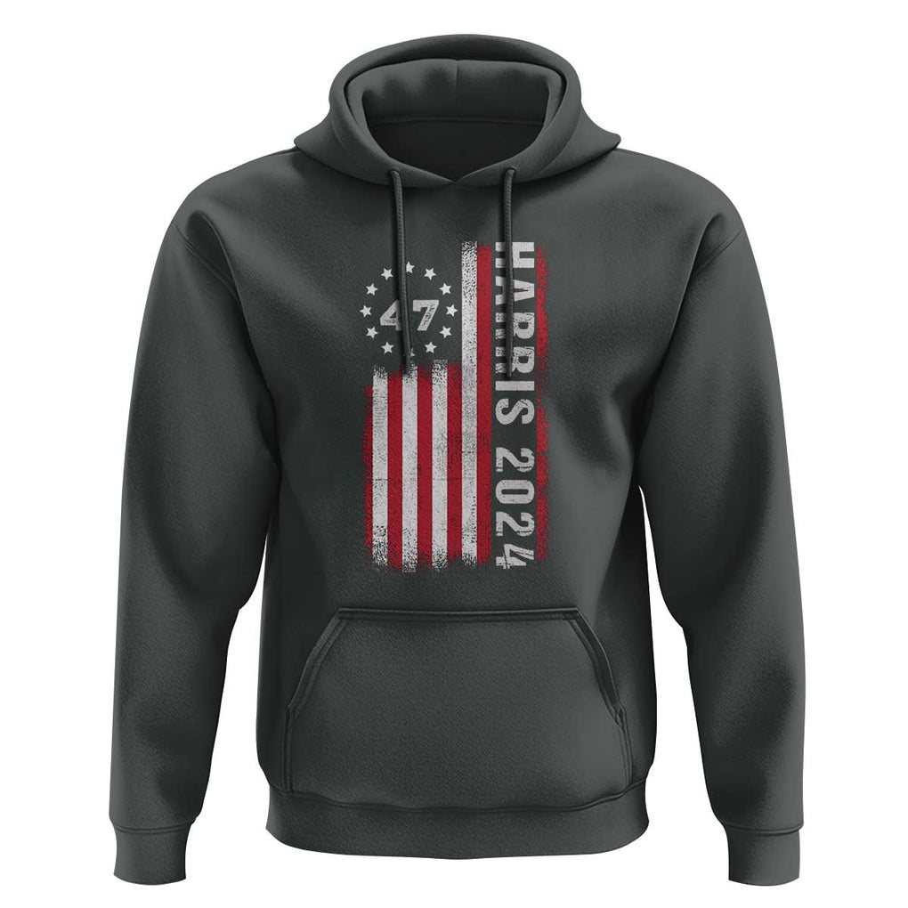 Harris 2024 Hoodie Betsy Ross Flag 47th President Star TS11 Dark Heather Print Your Wear
