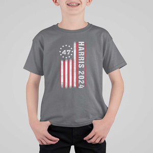 Harris 2024 T Shirt For Kid Betsy Ross Flag 47th President Star TS11 Charcoal Print Your Wear