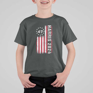 Harris 2024 T Shirt For Kid Betsy Ross Flag 47th President Star TS11 Dark Heather Print Your Wear