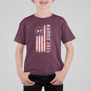 Harris 2024 T Shirt For Kid Betsy Ross Flag 47th President Star TS11 Maroon Print Your Wear