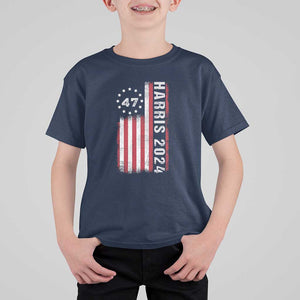 Harris 2024 T Shirt For Kid Betsy Ross Flag 47th President Star TS11 Navy Print Your Wear