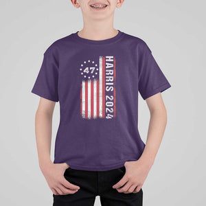 Harris 2024 T Shirt For Kid Betsy Ross Flag 47th President Star TS11 Purple Print Your Wear