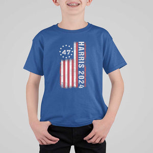 Harris 2024 T Shirt For Kid Betsy Ross Flag 47th President Star TS11 Royal Blue Print Your Wear
