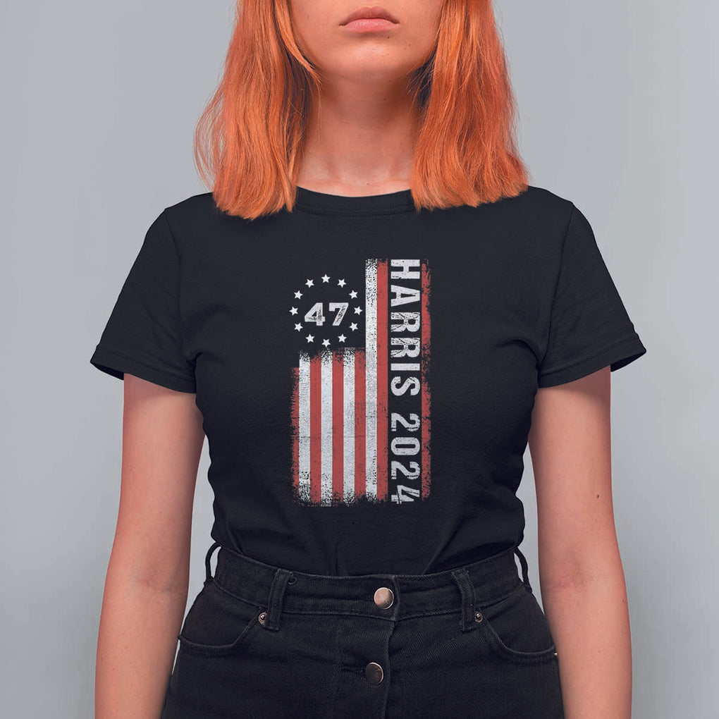 Harris 2024 T Shirt For Women Betsy Ross Flag 47th President Star TS11 Black Print Your Wear