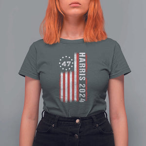 Harris 2024 T Shirt For Women Betsy Ross Flag 47th President Star TS11 Dark Heather Print Your Wear