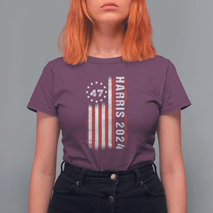 Harris 2024 T Shirt For Women Betsy Ross Flag 47th President Star TS11 Maroon Print Your Wear