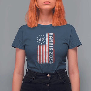 Harris 2024 T Shirt For Women Betsy Ross Flag 47th President Star TS11 Navy Print Your Wear