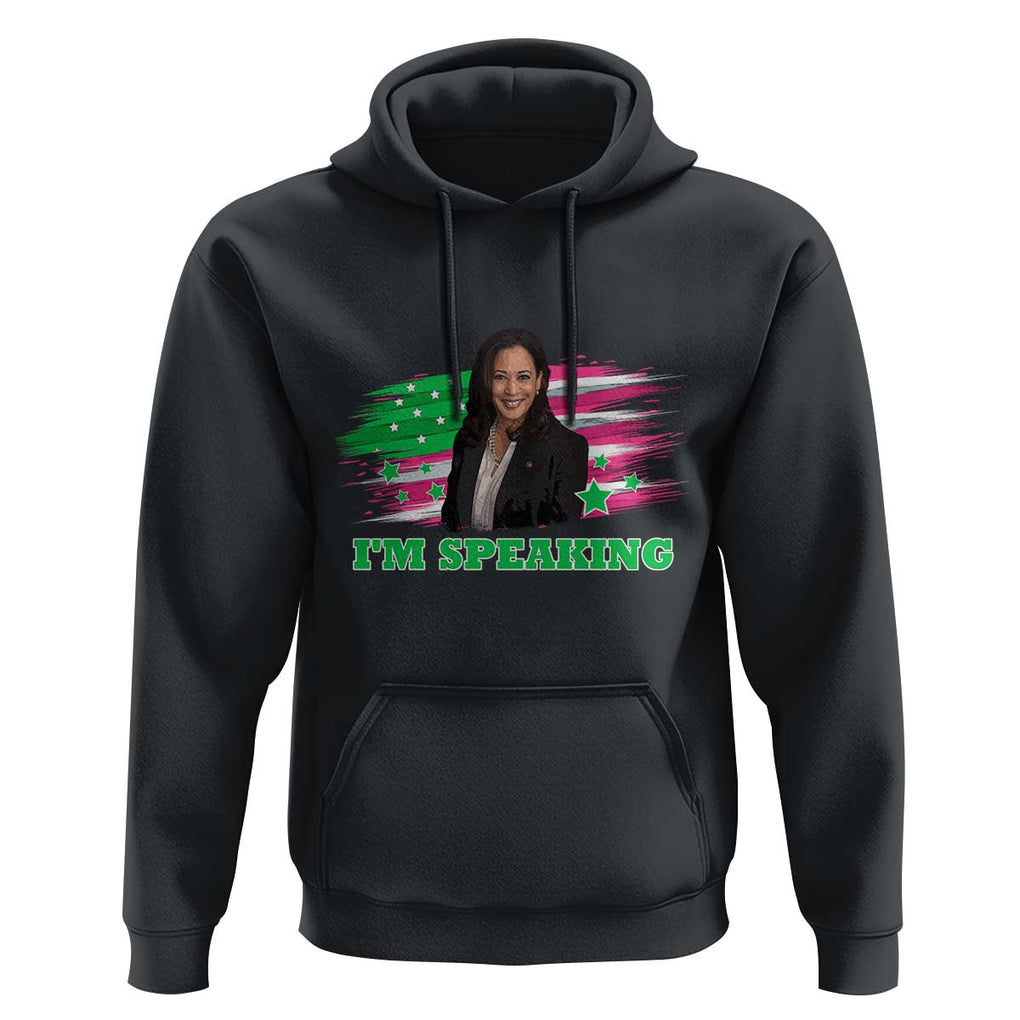 Kamala I'm Speaking Hoodie Harris Quote Pink USA Flag TS11 Black Print Your Wear