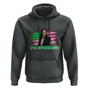 Kamala I'm Speaking Hoodie Harris Quote Pink USA Flag TS11 Dark Heather Print Your Wear
