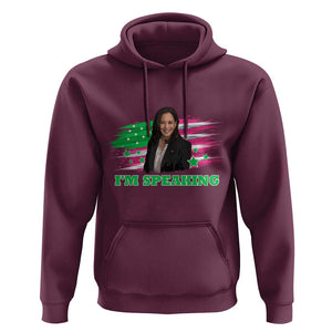 Kamala I'm Speaking Hoodie Harris Quote Pink USA Flag TS11 Maroon Print Your Wear