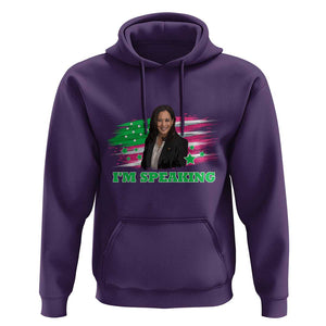 Kamala I'm Speaking Hoodie Harris Quote Pink USA Flag TS11 Purple Print Your Wear