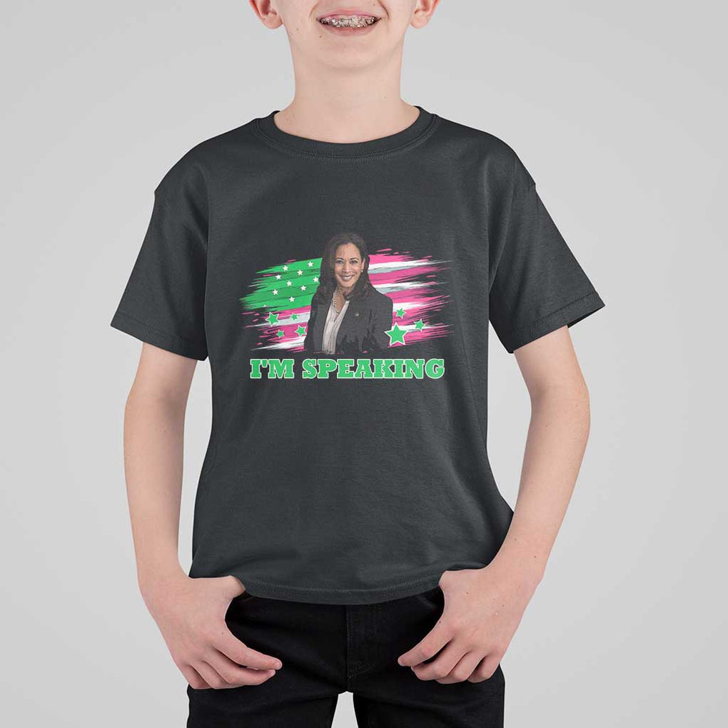 Kamala I'm Speaking T Shirt For Kid Harris Quote Pink USA Flag TS11 Black Print Your Wear