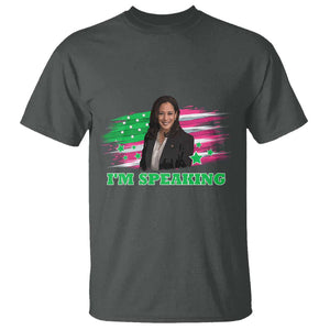 Kamala I'm Speaking T Shirt Harris Quote Pink USA Flag TS11 Dark Heather Print Your Wear