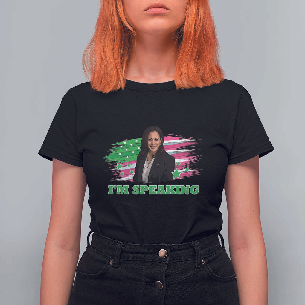 Kamala I'm Speaking T Shirt For Women Harris Quote Pink USA Flag TS11 Black Print Your Wear