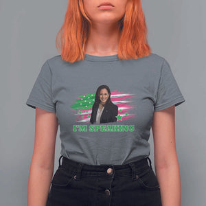 Kamala I'm Speaking T Shirt For Women Harris Quote Pink USA Flag TS11 Charcoal Print Your Wear
