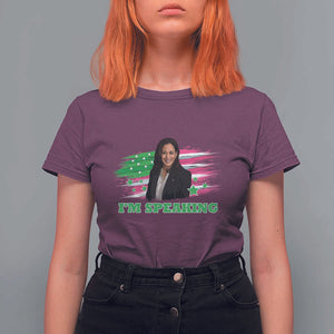 Kamala I'm Speaking T Shirt For Women Harris Quote Pink USA Flag TS11 Maroon Print Your Wear