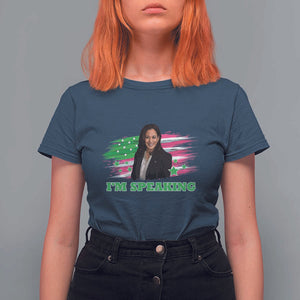 Kamala I'm Speaking T Shirt For Women Harris Quote Pink USA Flag TS11 Navy Print Your Wear