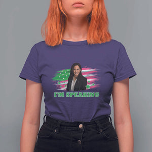 Kamala I'm Speaking T Shirt For Women Harris Quote Pink USA Flag TS11 Purple Print Your Wear