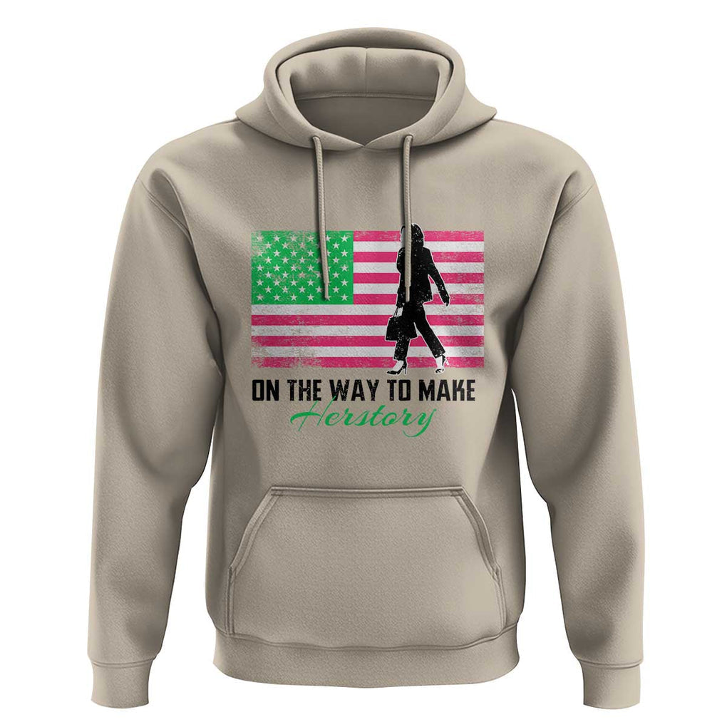 Kamala 2024 Hoodie On The Way To Make Herstory USA Flag TS11 Sand Print Your Wear