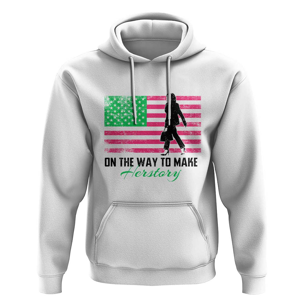 Kamala 2024 Hoodie On The Way To Make Herstory USA Flag TS11 White Print Your Wear