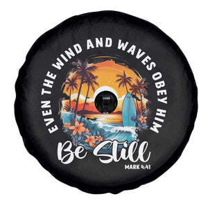 Even The Wind And Waves Obey Him Be Still Spare Tire Cover Christian Bible Verse Summer Vacation TS11 Print Your Wear