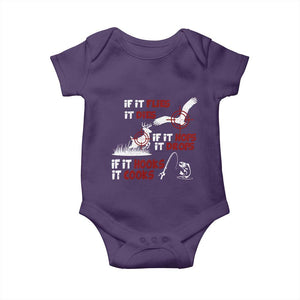 Funny Fishing Hunting Baby Onesie If It Flies It Dies If It Hops It Drops If It Hooks It Cooks TS11 Purple Print Your Wear