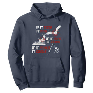 Funny Fishing Hunting Hoodie If It Flies It Dies If It Hops It Drops If It Hooks It Cooks TS11 Navy Print Your Wear