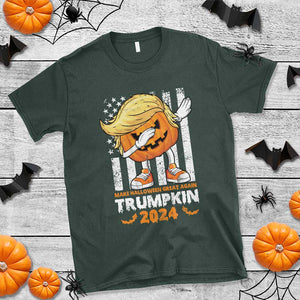 Funny Trump Supporter T Shirt Trumpkin Make Halloween Great Again 2024 Bat Pumpkin TS11 Dark Forest Green Print Your Wear